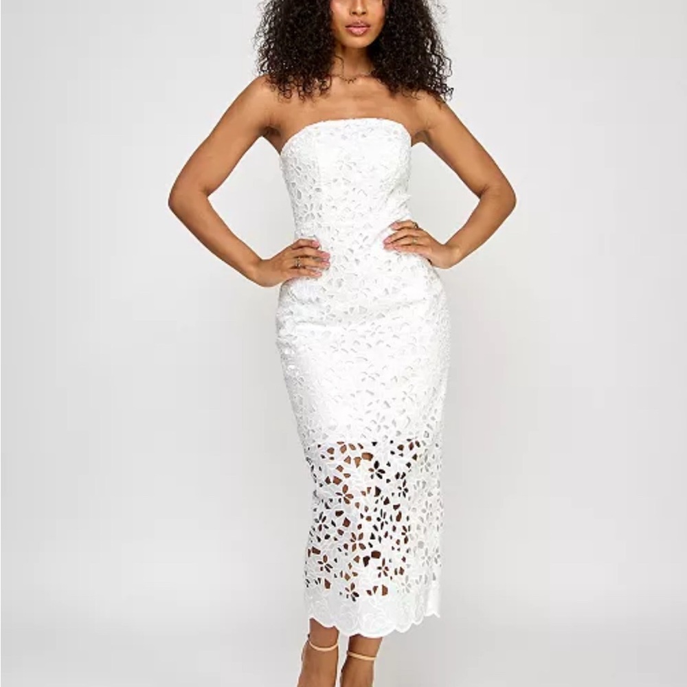 White Lace Eyelet Midi Dress